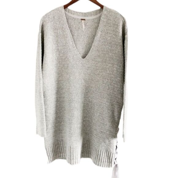 Free People Heart It Laces Lace Up Ribbon Tunic Sweater XS - Picture 3 of 5